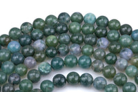 Natural Moss Grass Agate Beads Grade AAA Round- 4mm, 6mm, 8mm, 10mm, 12mm- Full 15.5 Inch Strand AAA Quality Smooth Gemstone Beads