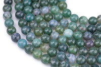 Natural Moss Grass Agate Beads Grade AAA Round- 4mm, 6mm, 8mm, 10mm, 12mm- Full 15.5 Inch Strand AAA Quality Smooth Gemstone Beads