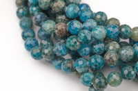 Natural Apatite Diamond Cut Facted Round sizes 8mm, 10mm- Full 15.5 Inch strand AAA Quality Smooth Gemstone Beads