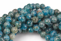 Natural Apatite Diamond Cut Facted Round sizes 8mm, 10mm- Full 15.5 Inch strand AAA Quality Smooth Gemstone Beads