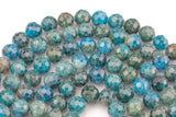 Natural Apatite Diamond Cut Facted Round sizes 8mm, 10mm- Full 15.5 Inch strand AAA Quality Smooth Gemstone Beads