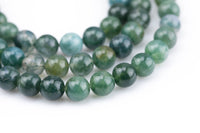 Natural Moss Grass Agate Beads Grade AAA Round- 4mm, 6mm, 8mm, 10mm, 12mm- Full 15.5 Inch Strand AAA Quality Smooth Gemstone Beads