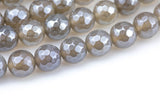 Natural Mystic Gray Agate, Faceted Round sizes 4mm, 6mm, 8mm, 10mm, 12mm- Full 16 inch strand AAA Quality Gemstone Beads