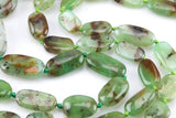 Natural Australian Chrysoprase Beads. Chrysoprase Flat Oval Nuggets . 8x12mm- Slightly Graduated Full 16 inch Strand- AAA Grade