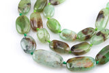 Natural Australian Chrysoprase Beads. Chrysoprase Flat Oval Nuggets . 8x12mm- Slightly Graduated Full 16 inch Strand- AAA Grade