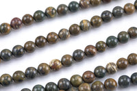 Natural Waterstone Jasper, High Quality in Round, 6mm, 8mm, 10mm, 12mm -Full Strand 15.5 inch Strand Smooth Gemstone Beads