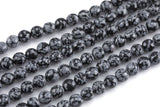 Natural Faceted Snowflake Obsidian High Quality in Faceted Round- 4mm, 6mm, 8mm, 10mm, 12mm- Full 15.5 Inch Strand Gemstone Beads