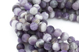 Natural Matte Cape Banded Amethyst Beads, High Quality in Matt Round, 4mm, 6mm, 8mm, 10mm, 12mm- Full 15.5 Inch strand Gemstone Beads