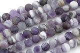Natural Matte Cape Banded Amethyst Beads, High Quality in Matt Round, 4mm, 6mm, 8mm, 10mm, 12mm- Full 15.5 Inch strand Gemstone Beads