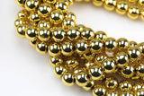 THICK GOLD COATED Hematite Smooth Round - 2mm 3mm 4mm 6mm 8mm 10mm - Very High quality gold plating / coating