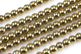 Titanium Gold Metallic HEMATITE Beads. Round Smooth. 2mm,3mm, 4mm, 6mm, 8mm,10mm or 12mm. Full Strand 16 Inch Strand- Wholesale Pricing