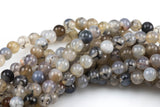 Natural Gray Fire Agate, High Quality in Round, 6mm, 8mm, 10mm, 12mm- Full 16 inch strand Smooth Gemstone Beads