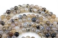 Natural Gray Fire Agate, High Quality in Round, 6mm, 8mm, 10mm, 12mm- Full 16 inch strand Smooth Gemstone Beads