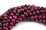 A Natural Fuchsia Tiger's Eye Round Tigers Eye Tiger Eye Tigereye, 6mm 8mm 10mm 12mm 14mm 15.5" Smooth Gemstone Beads