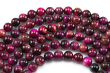 A Natural Fuchsia Tiger's Eye Round Tigers Eye Tiger Eye Tigereye, 6mm 8mm 10mm 12mm 14mm 15.5" Smooth Gemstone Beads
