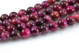 A Natural Fuchsia Tiger's Eye Round Tigers Eye Tiger Eye Tigereye, 6mm 8mm 10mm 12mm 14mm 15.5" Smooth Gemstone Beads