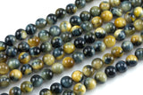 Natural Gold Blue Tiger's Eye Tiger Eye Round Beads High Quality, Full Strand 6mm, 8mm, 10mm, or 14mm Beads Smooth Gemstone Beads