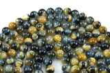 Natural Gold Blue Tiger's Eye Tiger Eye Round Beads High Quality, Full Strand 6mm, 8mm, 10mm, or 14mm Beads Smooth Gemstone Beads