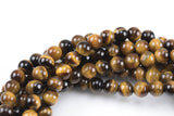 Tigers Eye Beads A Quality Tiger's Eye Tiger eye Smooth Round Beads, Full Strand 4mm 6mm 8mm 10mm 12mm 14mm - Full 15.5 Inch Gemstone Beads