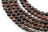 Natural Round Red Tiger's Eye Tigereye Tiger eye, High Quality, 6mm, 8mm, 10mm, 12mm- Full 15.5 Inch Gemstone Beads