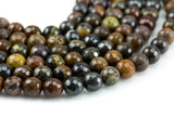 Natural Round Tiger-Iron, High Quality in Faceted Round, 6mm, 8mm, 10mm, 12mm- Full 15.5 Inch Strand Gemstone Beads