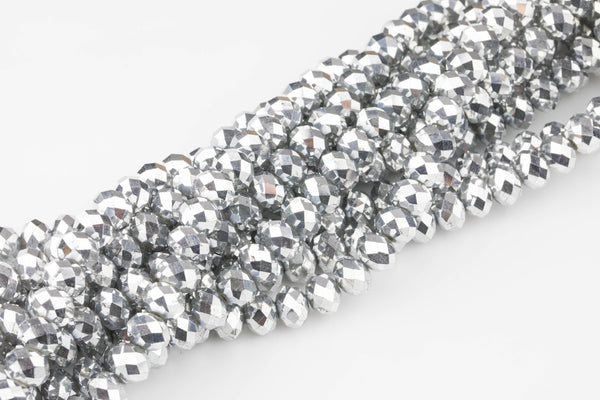 10mm WHITE GOLD Crystal Rondelle - 1 or 5 or 10 STRANDS