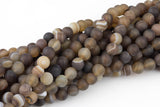 Natural Brown Banded Botswana Agate Beads 6mm 8mm 10mm 12mm Matte Round - Full 16 inch strand Gemstone Beads