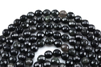 Natural Obsidian, High Quality in Faceted Round AAA Quality Gemstone Beads