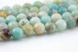 Natural AMAZONITE Best Quality faceted round sizes, -Full Strand 15.5 inch Strand, 4mm, 6mm, 8mm, 12mm, or 14mm Beads AAA Quality