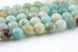 Natural AMAZONITE Best Quality faceted round sizes, -Full Strand 15.5 inch Strand, 4mm, 6mm, 8mm, 12mm, or 14mm Beads AAA Quality