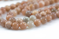 Natural Sunstone Pink Moonstone Beads High Quality in Round- 4mm, 6mm, 8mm, 10mm, 12mm- Beautiful Light Color 15.5 - 16" AAA Quality