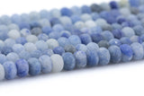 Natural Matte Blue Aventurine- High Quality in Matt Roundel- 4mm, 6mm, 8mm, 10mm, 12mm Gemstone Beads