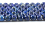 Natural Lapis, No Dye High Quality in Faceted Round, 4mm, 6mm, 8mm, 10mm- Full 15.5 Inch Strand Gemstone Beads