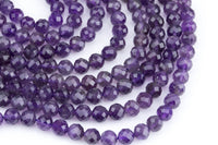 Natural Diamond Cut Amethyst Beads, High Quality in Diamond Cut Faceted Round-8mm- Wholesale Bulk or Single Strand! AAA Quality