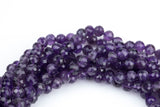 Natural Diamond Cut Amethyst Beads, High Quality in Diamond Cut Faceted Round-8mm- Wholesale Bulk or Single Strand! AAA Quality