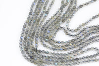 Natural Labradorite- Full Strands-15.5 inches-3mm- Nice Size Hole- Diamond Cutting,High Facets-Nice and Sparkly-Faceted Round