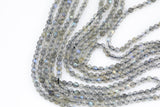 Natural Labradorite- Full Strands-15.5 inches-3mm- Nice Size Hole- Diamond Cutting,High Facets-Nice and Sparkly-Faceted Round