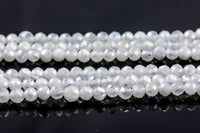 Mystic Silverite Moonstone Full Strands-15.5 inches-3mm- Nice Size Hole- Diamond Cutting, High Facets- Nice and Sparkly- Faceted Round