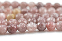 Natural Strawberry Quartz, High Quality in Faceted Round- Full 15.5 Inch Long Strand! Gemstone Beads