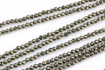 Natural Pyrite Faceted round Beads Full Strands. 4mm, Gemstone Beads