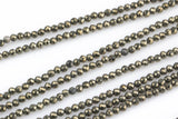 Natural Pyrite Faceted round Beads Full Strands. 4mm, Gemstone Beads