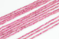 Natural Pink Tourmaline Beads Full Strands-15.5 inches-2.5mm- Nice Size Hole- Diamond Cutting, Nice and Sparkly- Faceted Round