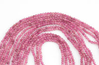 Natural Pink Tourmaline Beads Full Strands-15.5 inches-2.5mm- Nice Size Hole- Diamond Cutting, Nice and Sparkly- Faceted Round