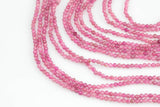 Natural Pink Tourmaline Beads Full Strands-15.5 inches-2.5mm- Nice Size Hole- Diamond Cutting, Nice and Sparkly- Faceted Round