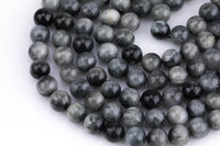 Natural Eagle Eye Beads - Round - Grade AAA - Size 6mm 8mm 10mm - Full Strand 15.5 inch Strand- Plain Gray AAA Quality Smooth