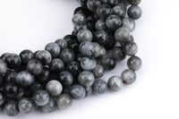 Natural Eagle Eye Beads - Round - Grade AAA - Size 6mm 8mm 10mm - Full Strand 15.5 inch Strand- Plain Gray AAA Quality Smooth