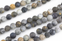 Natural Dendritic Opal Matte round sizes, 4mm, 6mm, 8mm, 10mm, 12mm - In Full 15.5 inch Strand- AA Quality Smooth Gemstone Beads