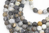 Natural Dendritic Opal Matte round sizes, 4mm, 6mm, 8mm, 10mm, 12mm - In Full 15.5 inch Strand- AA Quality Smooth Gemstone Beads