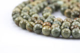 Natural Silver Leaf Jasper, High Quality in Faceted Round- 6mm, 8mm, 10mm, 12mm- Full 15.5 Inch Strand Gemstone Beads