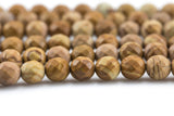Natural Wood Jasper Faceted Round- Tiger Skin Jasper- 4mm, 6mm, 8mm, 10mm, 12mm, 14mm- Full 15.5 Inch Strand Gemstone Beads